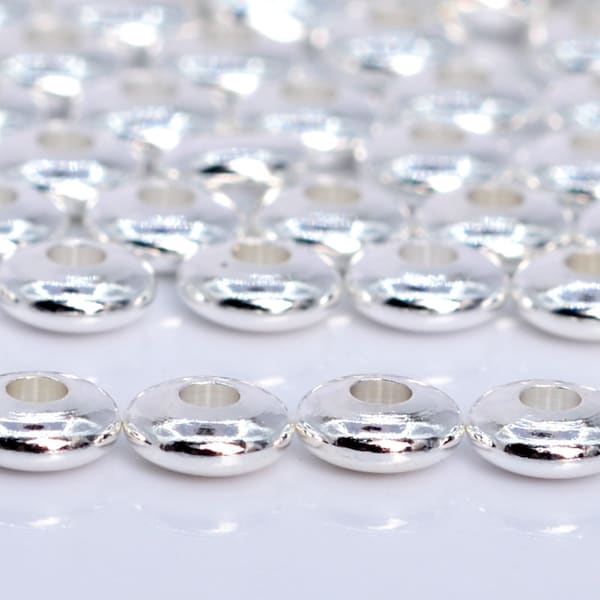 5x2MM 18k White Gold Tone Spacer Beads Rondelle 30 Pcs Bulk Lot Options (60538-1710)