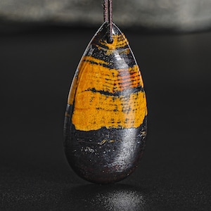Unique Natural Tiger Iron Pendant Grade AAA 40X20X7MM Brown Pendant Teardrop Pendant Gemstone Pendant Only One(99960)