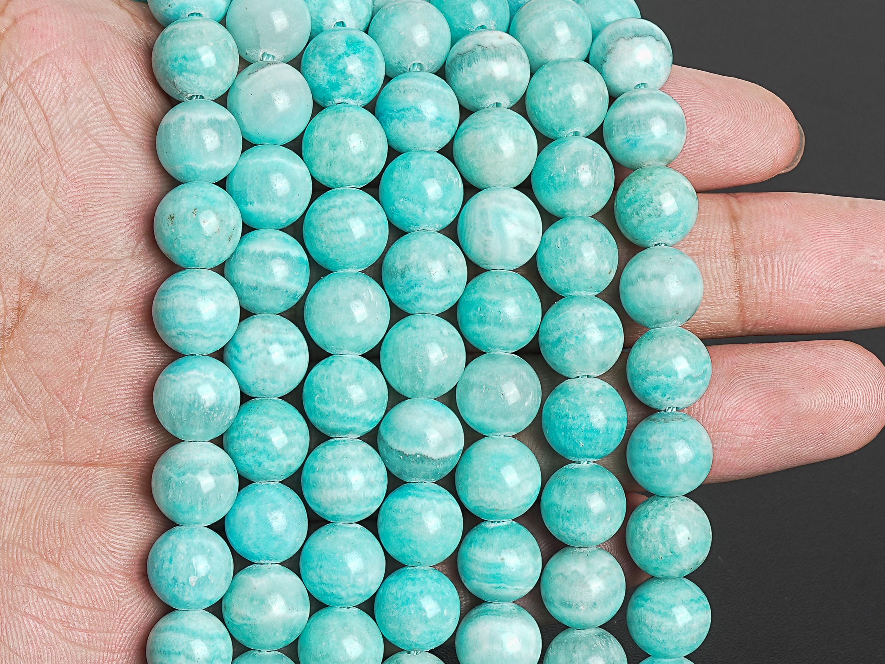 Perline Di Emimorfite Autentica Blu Acqua Da 10 Mm, Pietra