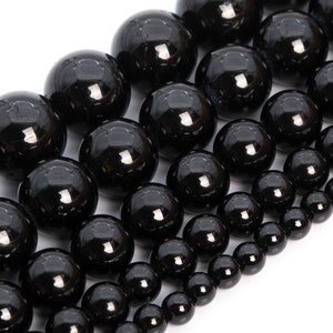 Contas de turmalina negra genuínas, naturais, brasileiras, grau AAA, contas soltas redondas, 2 mm, 4 mm, 6 mm, 8 mm e 10 mm, opções de lote em grandes quantidades