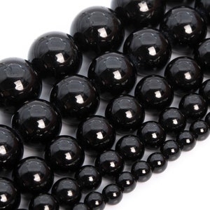 Black Tourmaline Beads Genuine Natural Brazil Grade AAA Gemstone Round Loose Beads 4MM 6MM 8MM 10MM Bulk Lot Options