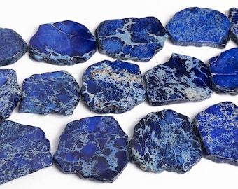 28 x 34 MM-42 x 46 MM Oceano Azul Marinho Sedimento Imperial Jaspe Grau AAA Pedra Preciosa Fio Completo Forma Livre Laje Fatia Contas Soltas 15" (125941-900)
