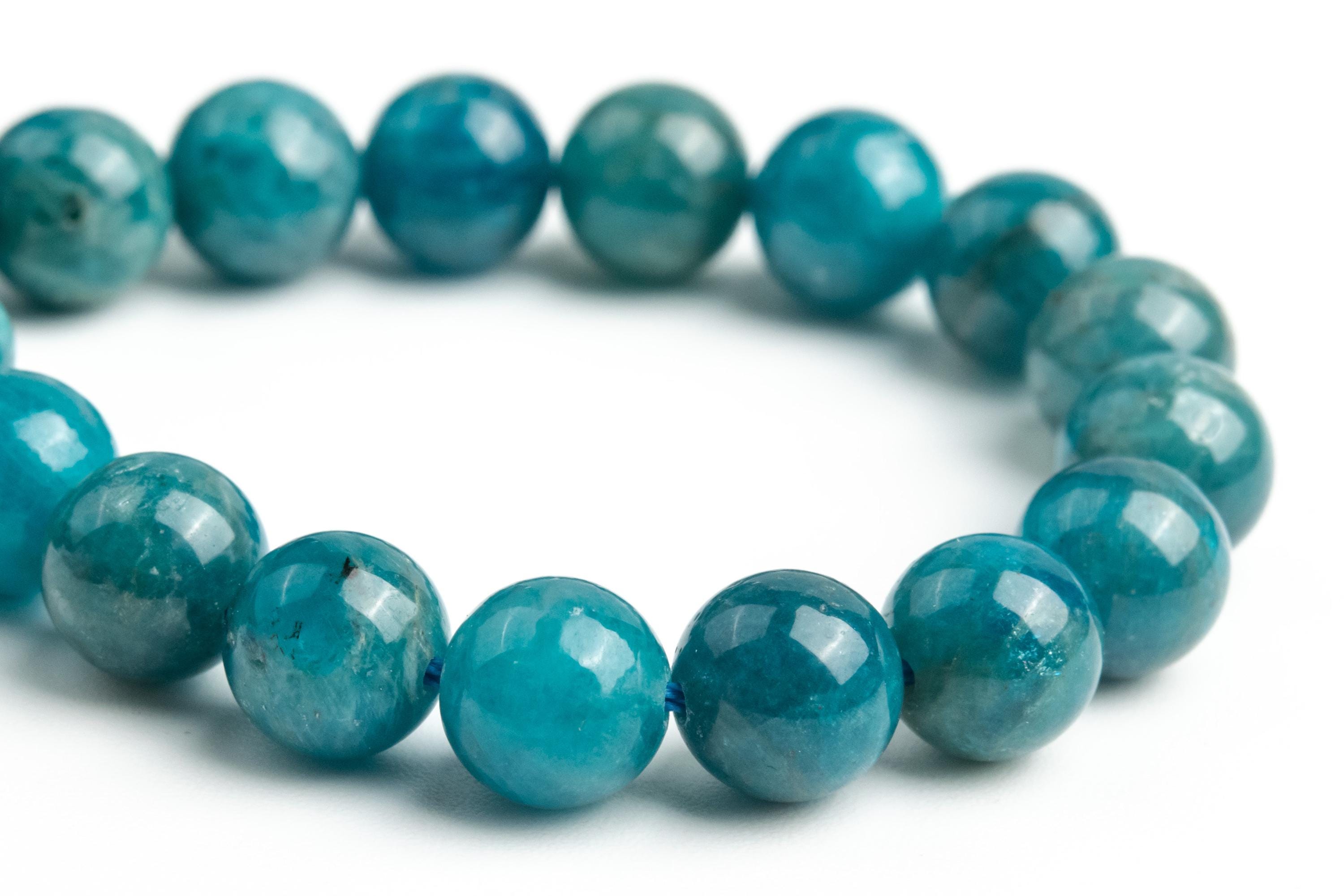 Blue Apatite Beads Genuine Natural Grade A+ Gemstone Round Loose Beads ...