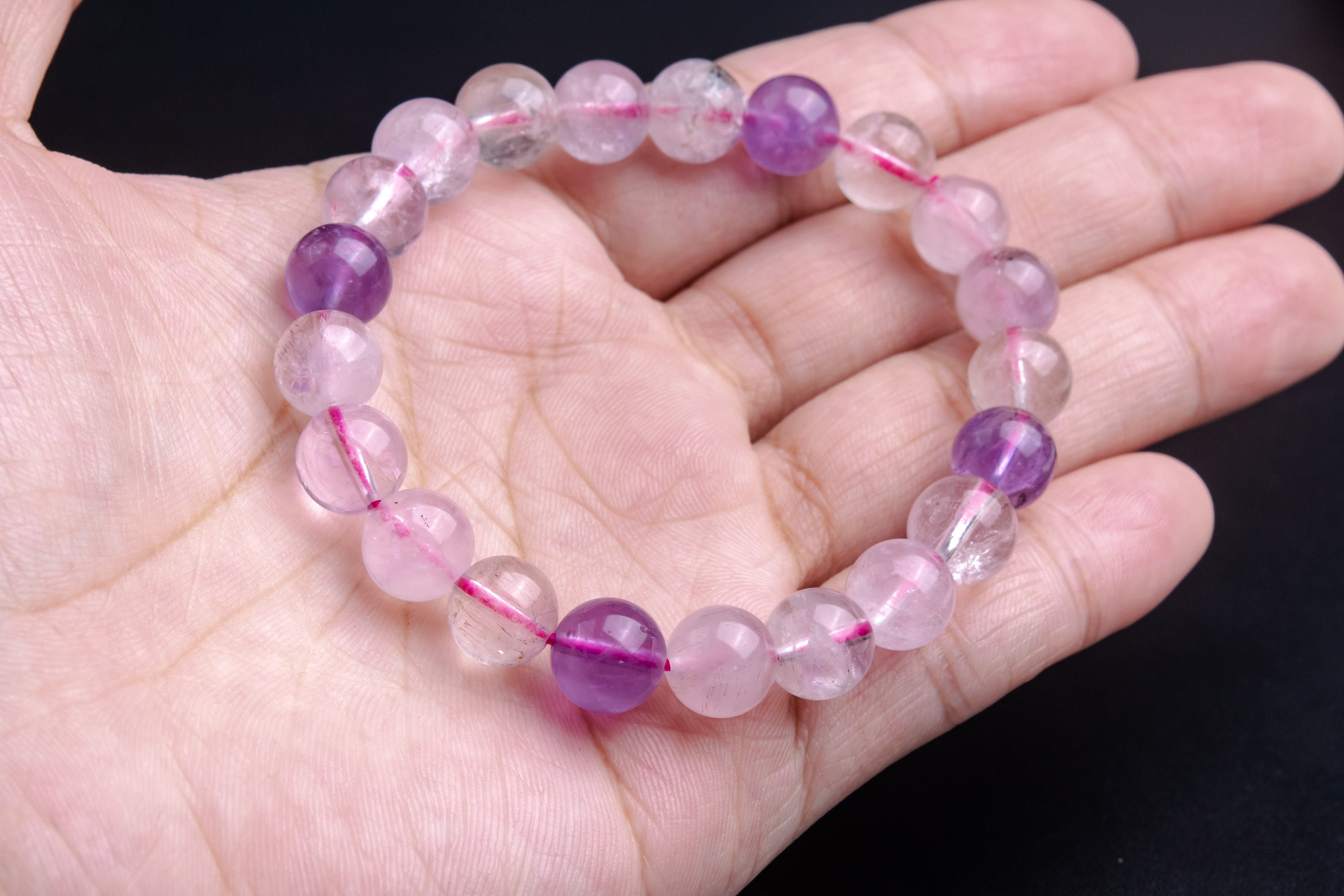 8-9 MM スーパーセブンビーズ マルチカラーブレスレット 本物の天然