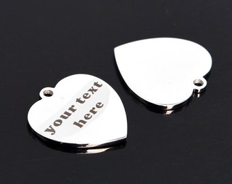 Personalized Heart Stainless Steel Charm Laser Engraved Custom Charm (40638)