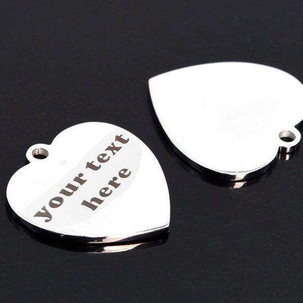 Personalized Heart Stainless Steel Charm Laser Engraved Custom Charm (40638)