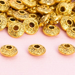 6MM Antique Brass Spacer Beads Saucer 30 Pcs Bulk Lot Options (64317-2484)