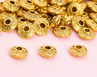 6MM Antique Brass Spacer Beads Saucer 30 Pcs Bulk Lot Options (64317-2484)