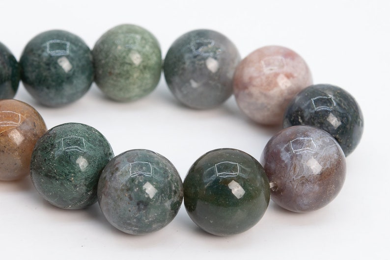 103560hf-1002 15MM Indian Agate Beads Grade AAA Genuine Natural Gemstone Quarter Strand Round Loose Beads 4 BULK LOT 1,3,5,10 and 50