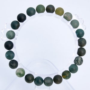 8MM Matte Moss Agate Beads Bracelet Grade AAA Genuine Natural Round Gemstone 7&quot; BULK LOT 1,3,5,10 and 50 (106736h-066)