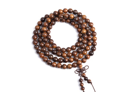 8mm 香りの良いブラックローズウッド マーラービーズ 108個入り 天然木