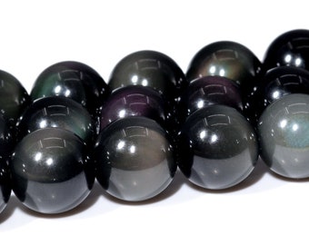 Rainbow Obsidian Beads Grade AAA Genuine Natural Gemstone Round Loose Beads 6MM 8MM Bulk Lot Options