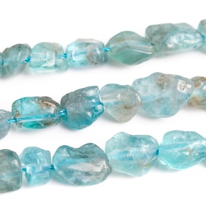 6-8MM Blue Apatite Beads Transparent Pebble Nugget Grade A Genuine Natural Gemstone Beads 15.5&quot;/7.5&quot; Bulk Lot Options (108454)