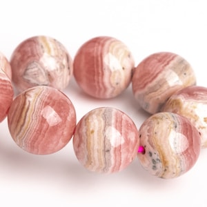 10 mm Argentinien Rhodochrosit-Perlen, rosa Spitze, Armband, Güteklasse AA, echter natürlicher runder Edelstein, 17,8 cm (123267h-2987)