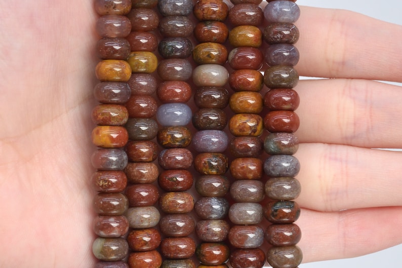 108671 8x5MM Ocean Fossil Agate Beads Grade AAA Genuine Natural Gemstone Rondelle Loose Beads 157.5 Bulk Lot Options