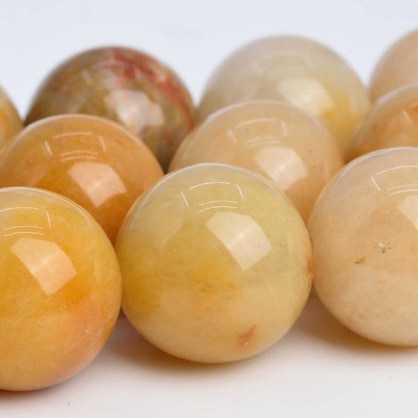 16MM Yellow Jade Beads Grade AAA Genuine Natural Gemstone Round Loose Beads 16" / 7.5" / 4" Bulk Lot Options (103590)