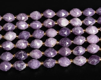 8MM Purple Lepidolite Beads Grade AA Genuine Natural Gemstone Drum Barrel Rice Bead Loose Beads  15"/7.5" Bulk Lot Options