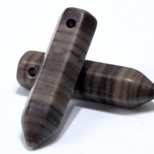 2 Pcs 30x8MM Coffee Brown Swirl Jasper Beads Healing Hexagonal Pointed AAA Genuine Natural Loose Beads BULK LOT 2,4,6,12,50 (103268-719)