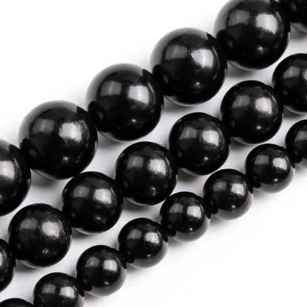 Black Jet Beads Genuine Natural Grade AAA Gemstone Round Loose Beads 6MM 8MM 10MM Bulk Lot Options