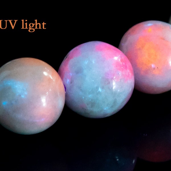 Rare 7-8MM Afghanistan Hackmanite Bracelet UV Reactive Fluorescent Beads Genuine Natural Round Tenebrescent Gemstone 7" (123914h-2530)