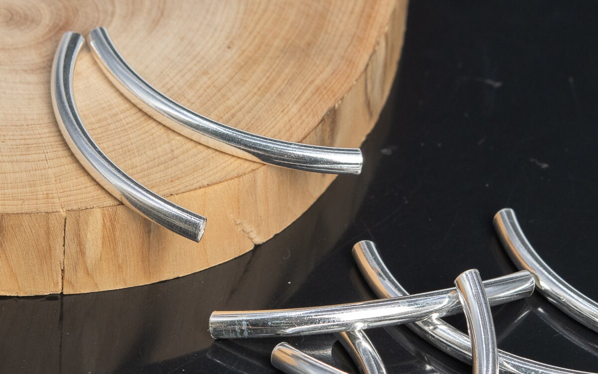 40x3mm Sterling Silver Curved Tube 4 Pcs Solid Silver (64815-2184) - Etsy