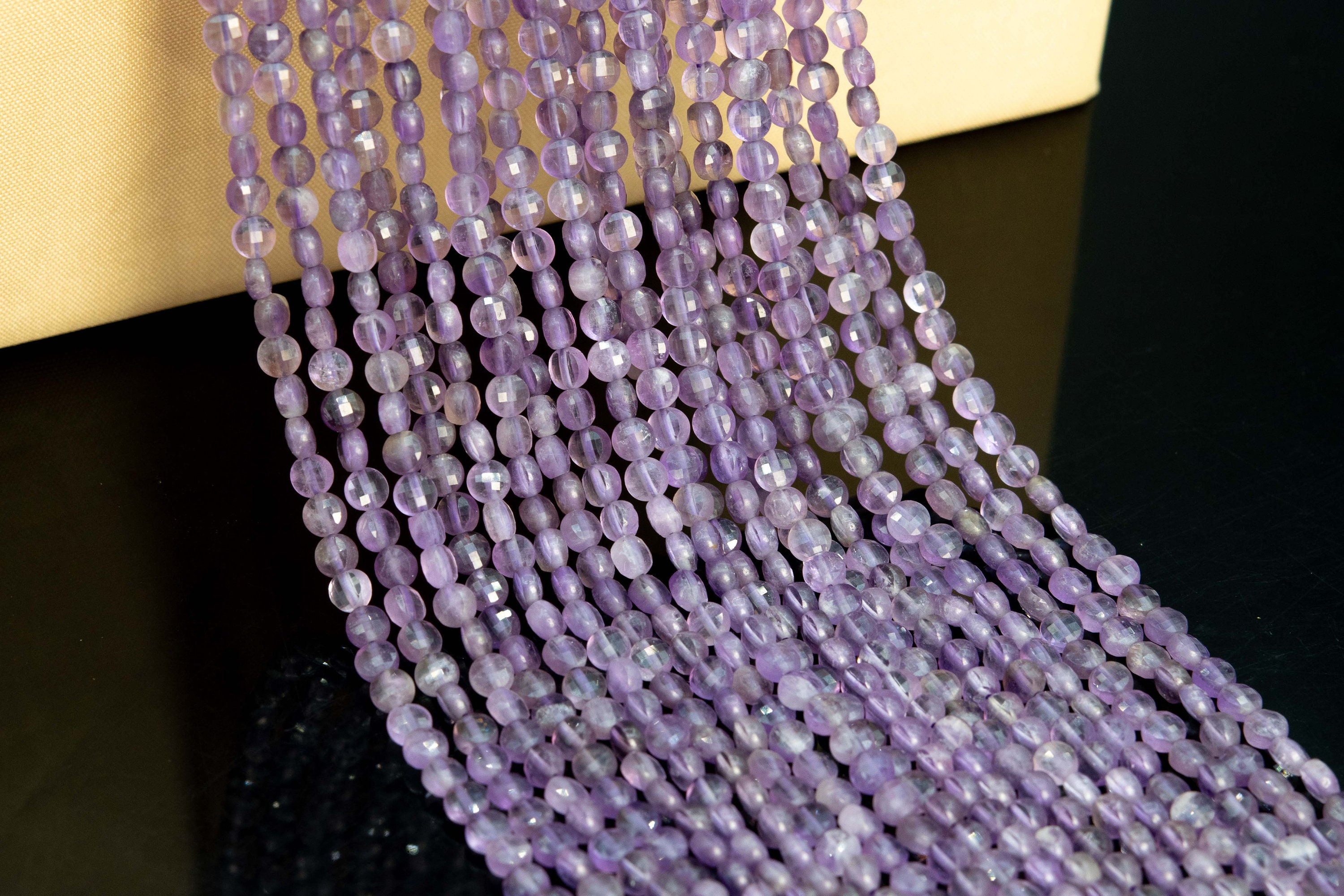Echte Natürliche Licht Lila Amethyst Lose Perlen Facettiert Rondelle