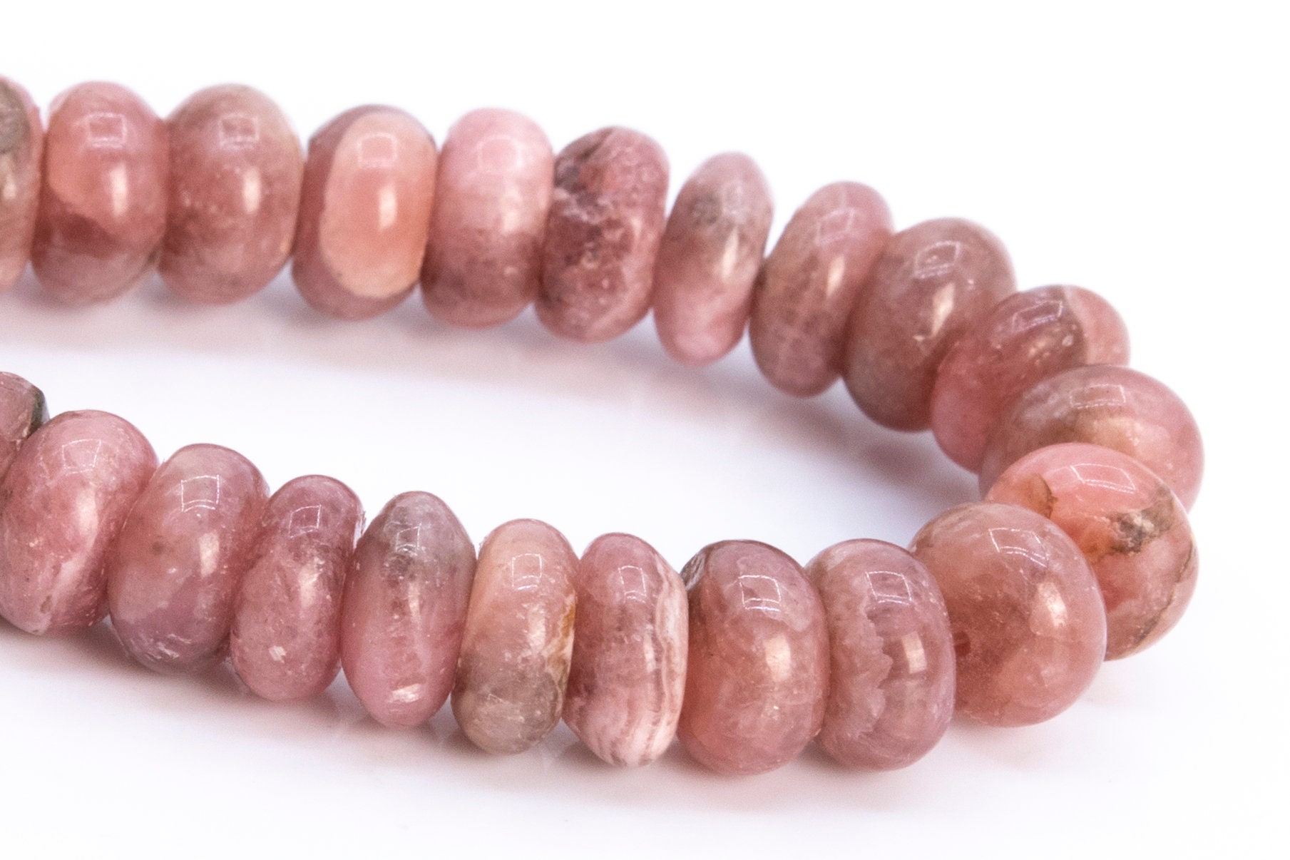 6x4MM Argentina Rhodochrosite Beads Gray Pink Grade A Genuine Natural Half Strand Rondelle Loose Beads 7" Bulk Lot Options (115491h-3867)