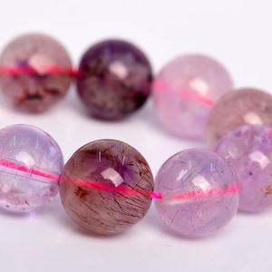 7MM Super Seven Beads A Genuine Natural Gemstone Half Strand Round Loose Beads 7&quot; BULK LOT 1,3,5,10 and 50 (105898h-1768)