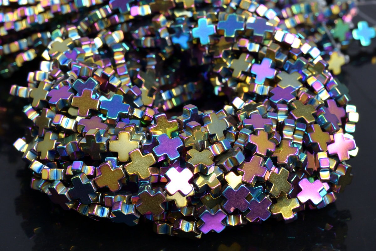 Perle di ematite arcobaleno, 4/6/8 mm, in ematite, rotonde, non