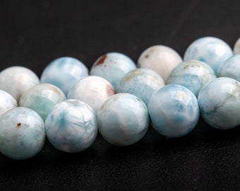 6-7MM Light Blue Dominican Larimar Beads Grade A Genuine Natural Gemstone Full Strand Round Loose Beads 15.5" (124012-3925)