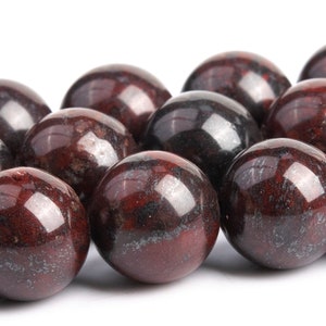 Dark Red Brecciated Jasper Beads Grade AAA Genuine Natural Gemstone Round Loose Beads 4MM 6MM 8MM 10MM 12MM Bulk Lot Options image 1