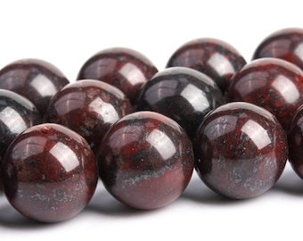 Dark Red Brecciated Jasper Beads Grade AAA Genuine Natural Gemstone Round Loose Beads 4MM 6MM 8MM 10MM 12MM Bulk Lot Options