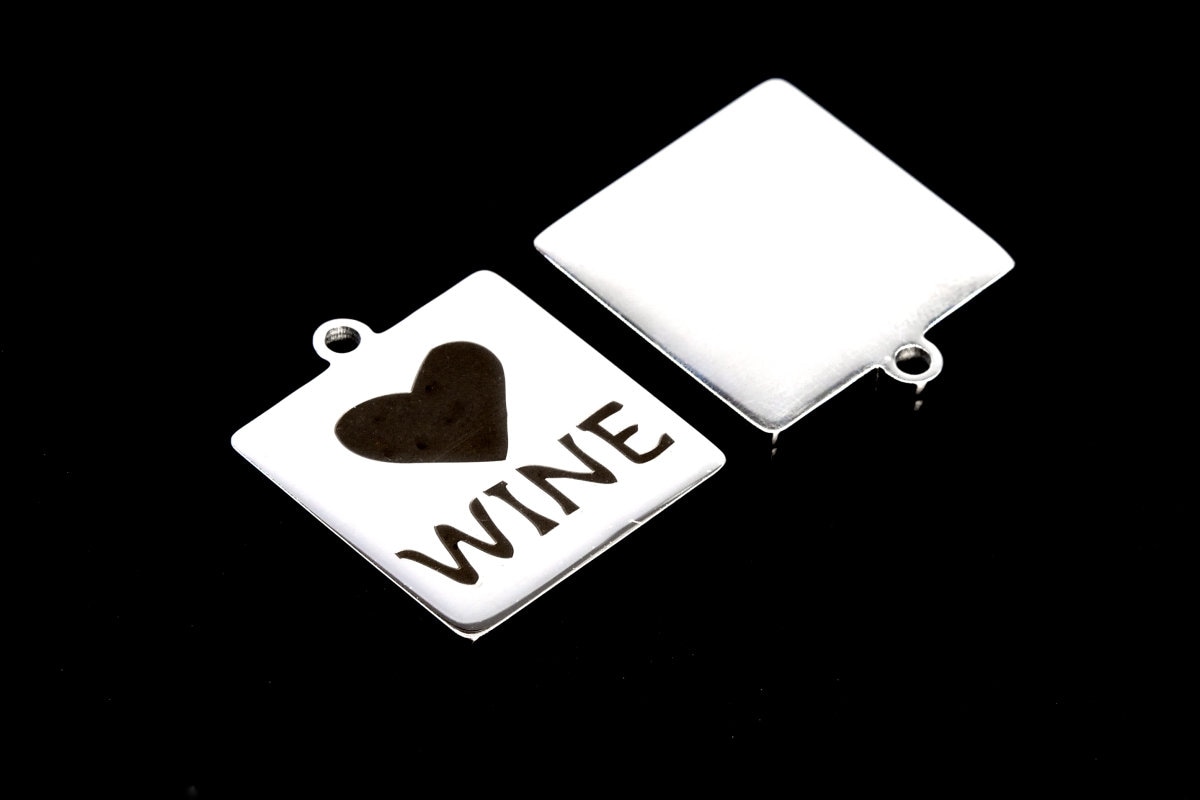 40205-2123 22x20MM Wine Square Charm Stainless Steel Bulk Lot Options