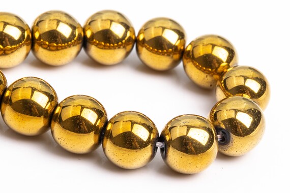 Gold hematite beads, Grade AAA, Long-lasting plated, 4mm, 6mm, 8mm