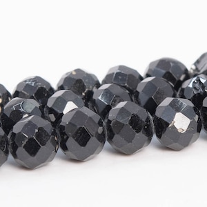 5MM Black Spinel Beads Grade AB Genuine Natural Gemstone Full Strand Faceted Round Loose Beads 15&quot; / 7.5&quot; Bulk Lot Options (110991-3271)