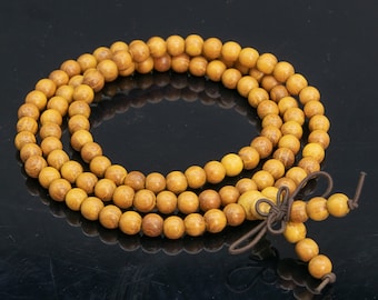 6MM Golden Rosewood Mala Beads 108 Pcs Natural Round Beads 24" BULK LOT 1,3,5,10 and 50 (80232-696)