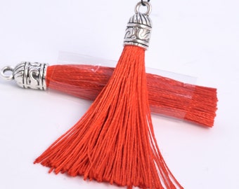 2 Pcs 1.7" / 4CM Red Tassel 2.2CM Thickness Polyester Handcraft Tassels for Jewelry Design BULK LOT 2,4,6,12 and 50 (60915-029)