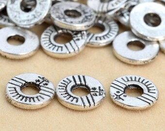 8 x 1 mm Perles d'espacement ton argent antique, tranche ronde 30 pcs Options de lot (62389-2258)