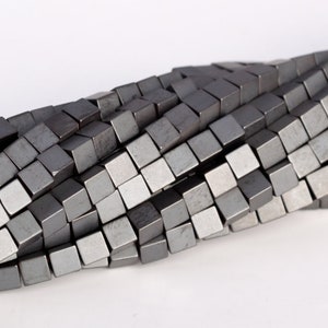 3MM Matte Black Hematite Beads Cube Grade AAA Genuine Natural Gemstone Full Strand Loose Beads 16&quot; BULK LOT 1,3,5,10 and 50 (104811-1307)