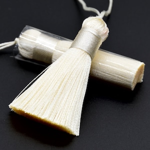 2 Pcs 2.1&quot; / 5CM Creamy White Tassel 1CM Thickness Artificial Silk Handcraft Tassels For Jewelry Making Bulk Lot Options (64109-2464)