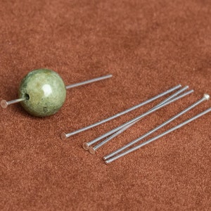 25x0.5MM Sterling Silver Head Pin Flat End 10 Pcs Solid Silver (64774-2172)