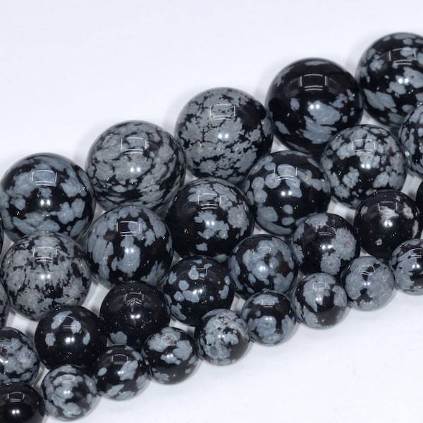 Snowflake Obsidian Beads Grade AAA Genuine Natural Gemstone Round Loose Beads 4MM 6MM 8MM 10MM 12MM Bulk Lot Options