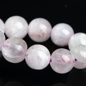 7MM Kunzite Beads Faint Purple Bracelet Brazil Grade AA+ Genuine Natural Round Gemstone 7&quot; (120071h-2816)