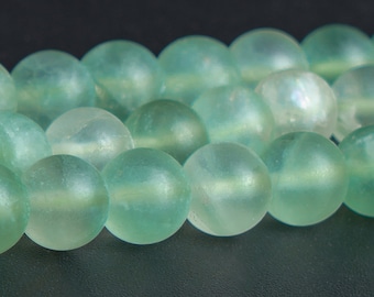 Matte Green Fluorite Beads Grade A Genuine Natural Gemstone Round Loose Beads 6MM 8MM 10MM 12MM Bulk Lot Options