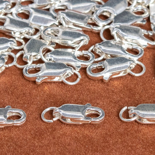 10MM Sterling Silver Rectangle Lobster Clasps 4 Pcs Solid Silver (64789-2173)