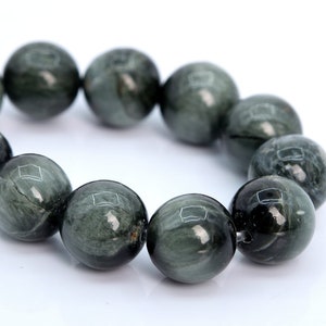 10MM Green Chrysoberyl Cat Eye Beads Grade AA Genuine Natural Gemstone Half Strand Round Loose Beads 7" BULK LOT 1,3,5,10,50 (105552h-1713)