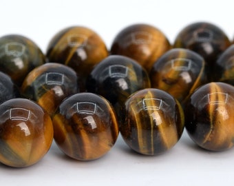 Yellow blue Tiger eye Beads Grade AAA+ Genuine Natural Gemstone Round Loose Beads 8-9MM Bulk Lot Options