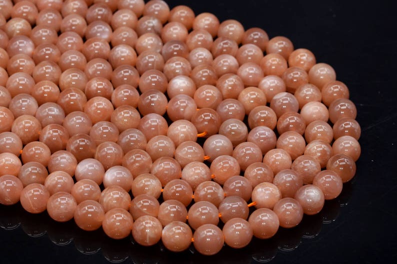 104050-1103 9-10MM Orange Moonstone Beads India AA Genuine Natural Gemstone Full Strand Round Loose Beads 15.5 BULK LOT 1,3,5,10,50