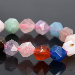 7-8MM Mixed Stone Beads Grade AAA Genuine Natural Gemstone Half Strand Star Cut Faceted Loose Beads 7.5&quot; BULK LOT 1,3,5,10,50 (105531h-1688)