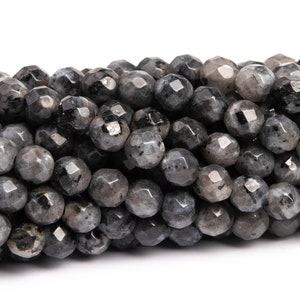 4MM Black Labradorite Larvikite Beads Grade A Genuine Natural Gemstone Faceted Round Loose Beads 14.5&quot; / 7.5&quot; Bulk Lot Options (100861)